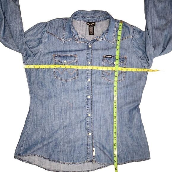 Wrangler Retro Women Tops, Denim Button Down Western Shirt, Sz XL - Picture 3 of 7